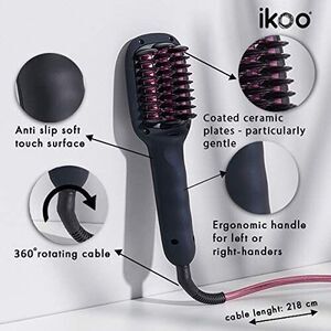 NEW ikoo E-Styler Jet Hair Straightening Brush in Beluga Black - Sealed